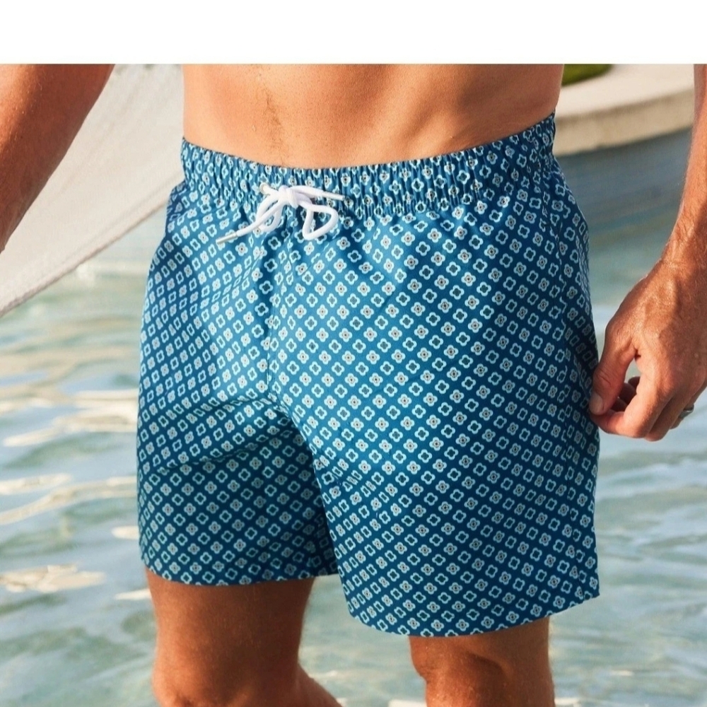 Collars and Co Men's XL Riviera Swim Trunks in Blue Coast New 34X5